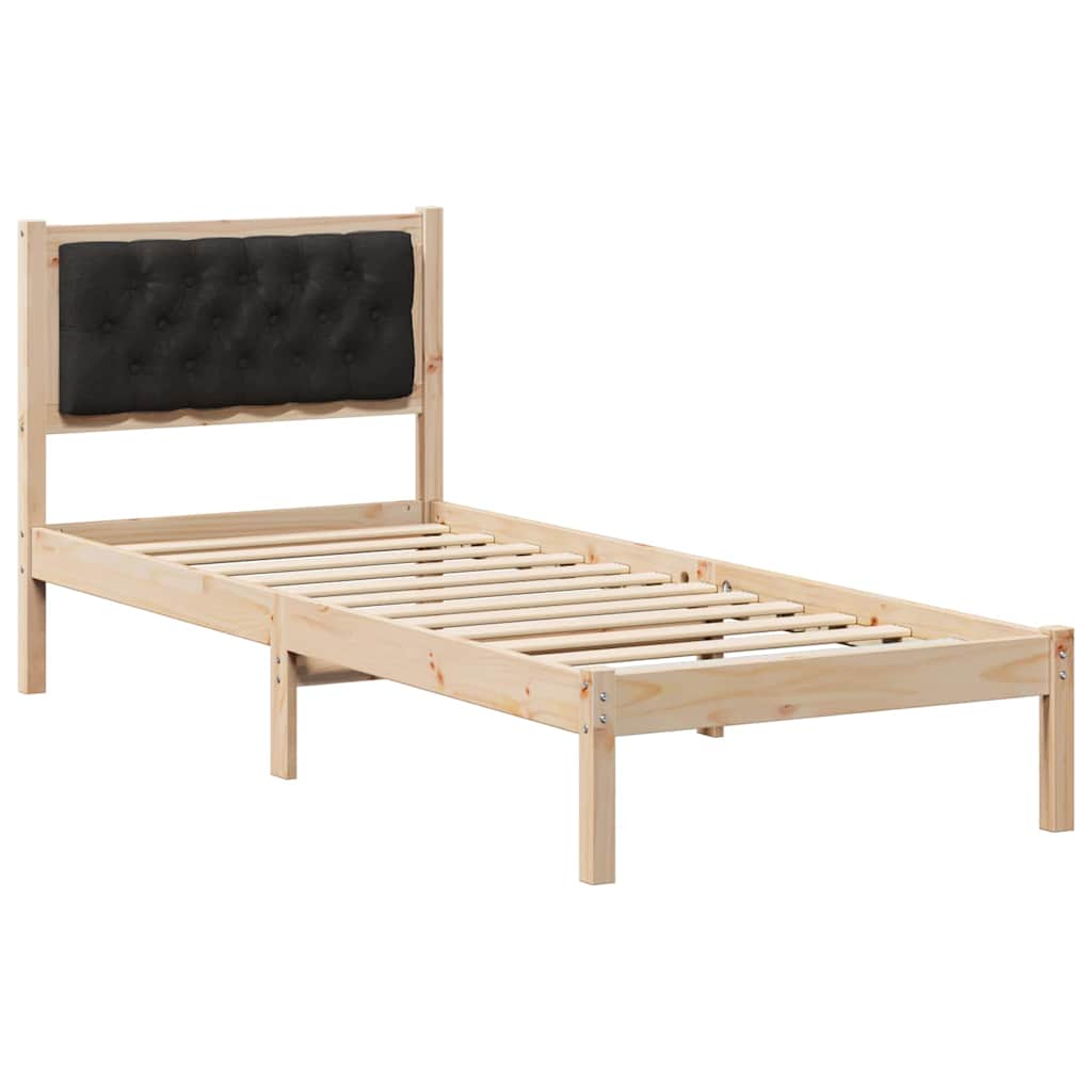 Bettrahmen Schwarz 75 x 190 cm Massives Kiefernholz