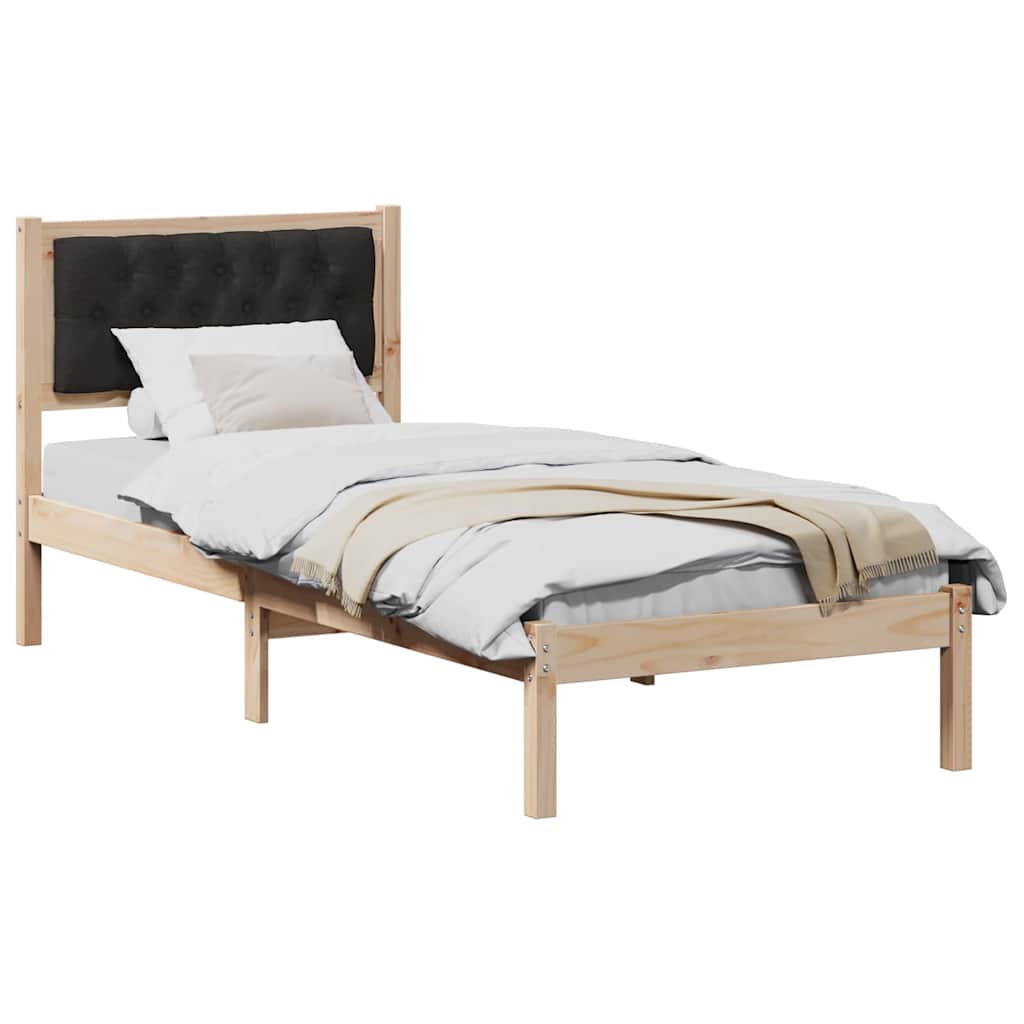Bettrahmen Schwarz 75 x 190 cm Massives Kiefernholz