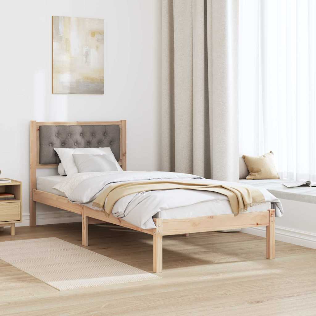 Bettrahmen mit Kopfteil Taupe 75 x 190 cm Massives Kiefernholz