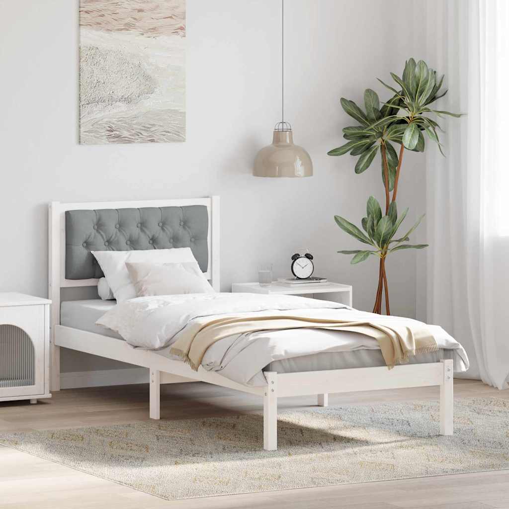 Bettrahmen Hellgrau 75 x 190 cm Massives Kiefernholz