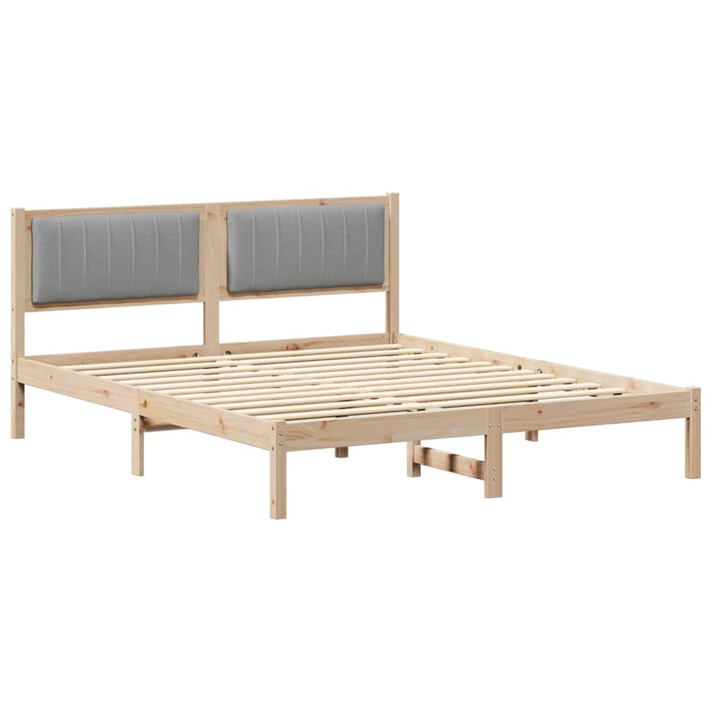 Bettgestell mit gepolstertem Kopfteil Hellgrau 160 x 200 cm