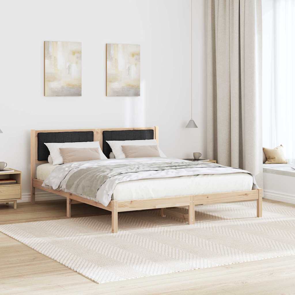Bettgestell mit gepolstertem Kopfteil Schwarz 160 x 200 cm