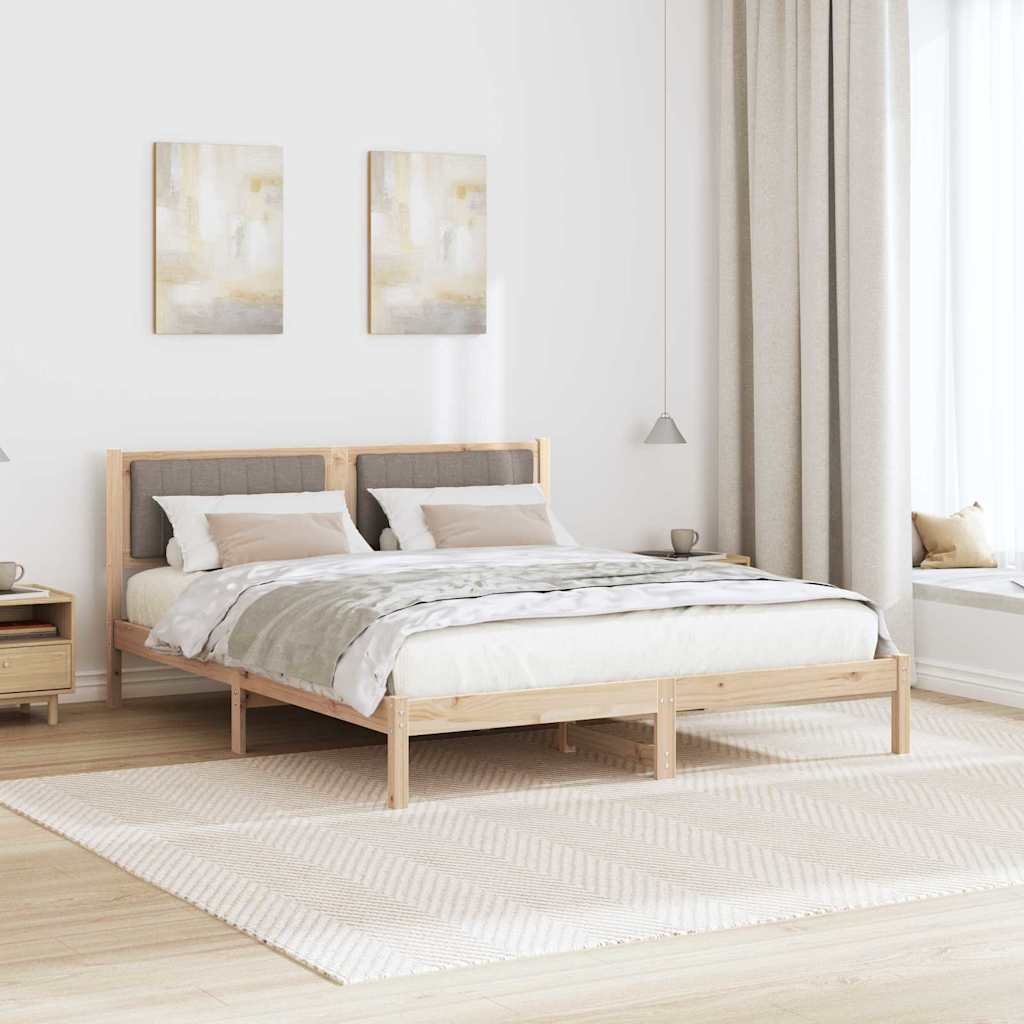 Bettgestell mit gepolstertem Kopfteil Taupe 160 x 200 cm