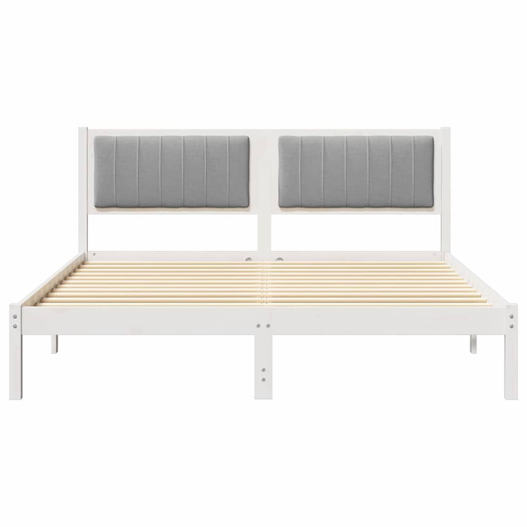 Bettgestell mit gepolstertem Kopfteil Hellgrau 160 x 200 cm