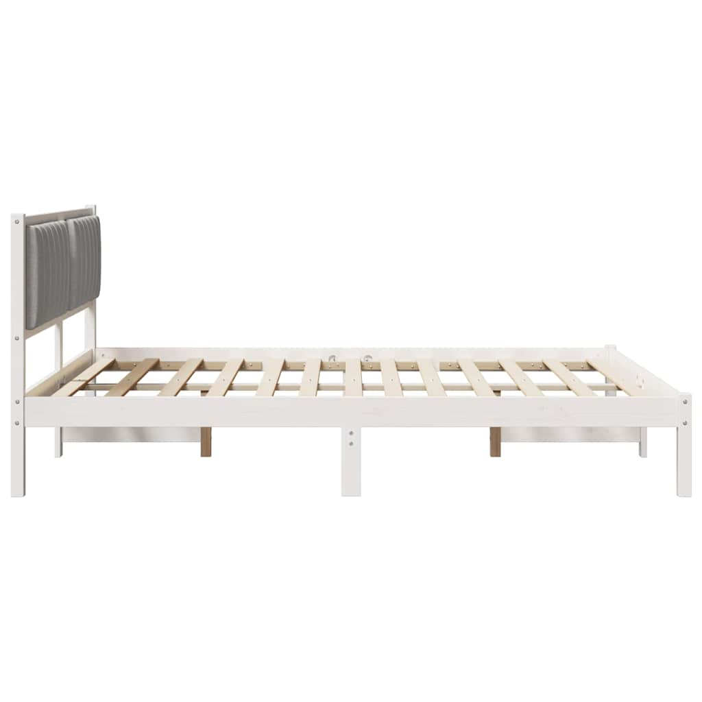 Bettgestell mit gepolstertem Kopfteil Hellgrau 160 x 200 cm