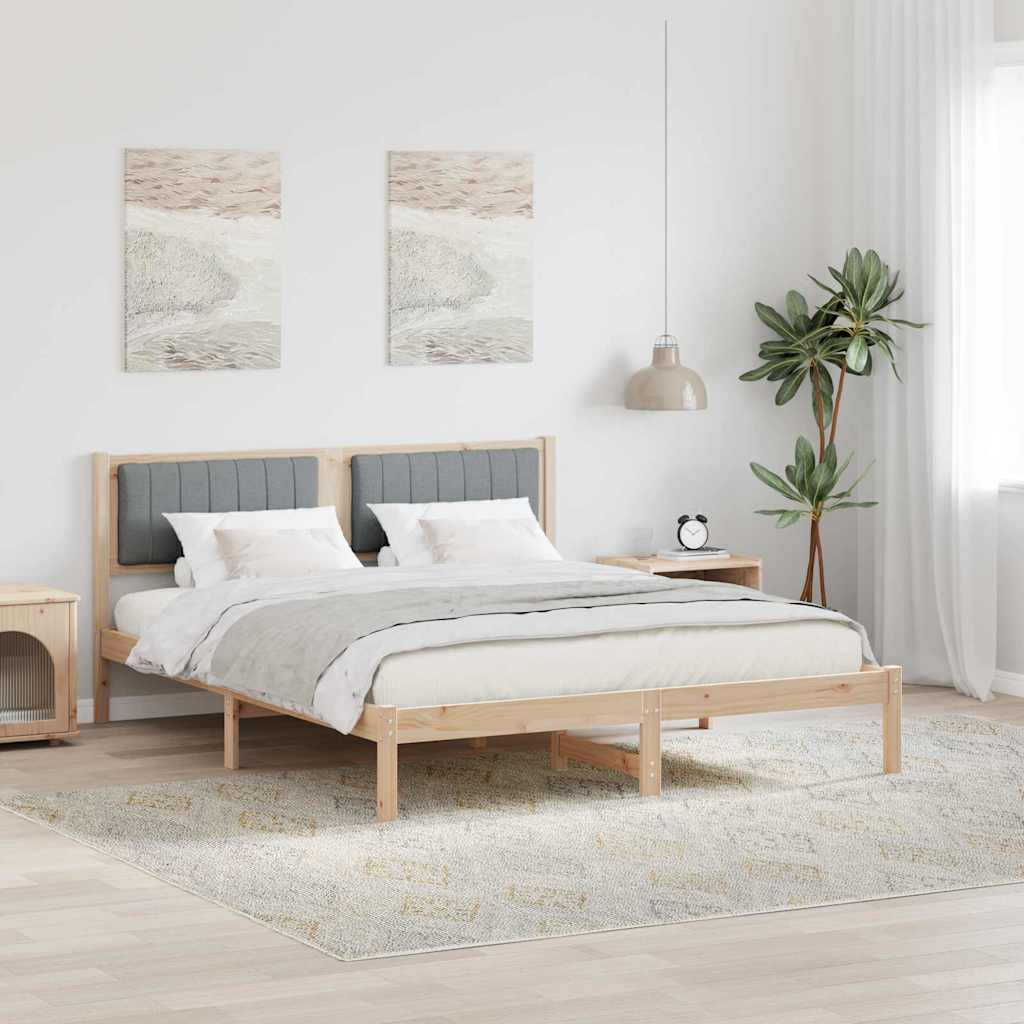 Bettgestell mit gepolstertem Kopfteil Hellgrau 150 x 200 cm