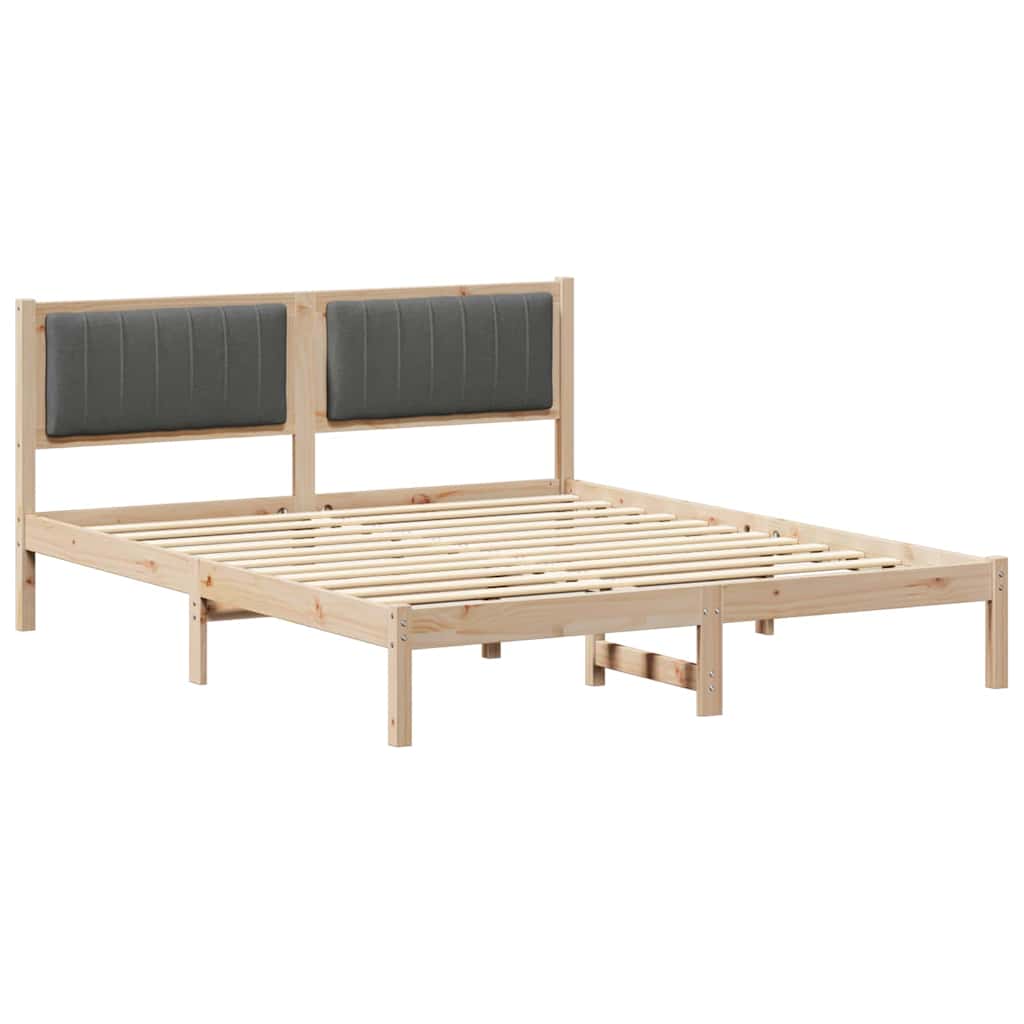 Bettgestell mit gepolstertem Kopfteil Dunkelgrau 150 x 200 cm