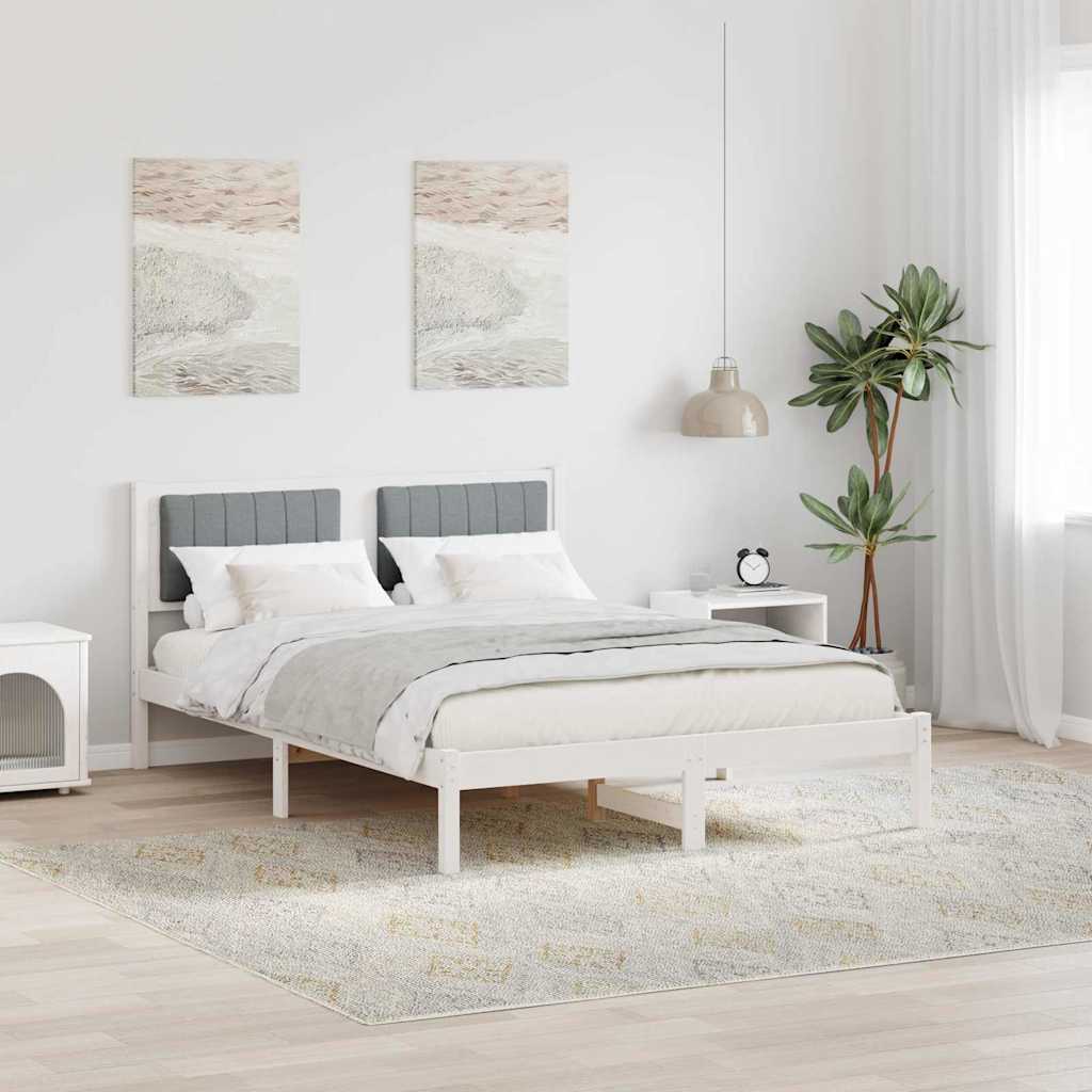 Bettgestell mit gepolstertem Kopfteil Hellgrau 140 x 200 cm