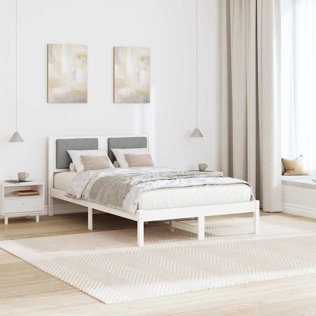 Bettgestell mit gepolstertem Kopfteil Hellgrau 120 x 200 cm