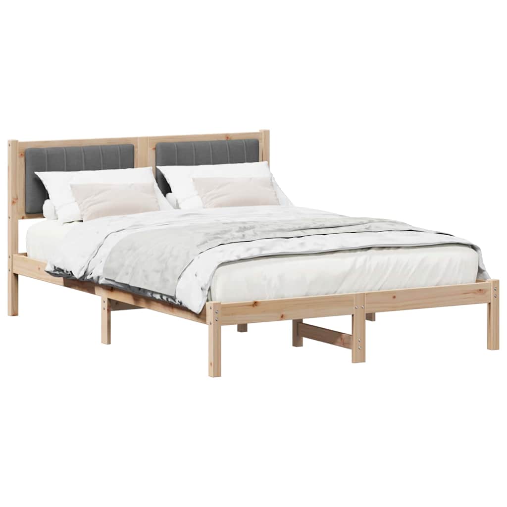 Bettgestell mit gepolstertem Kopfteil Dunkelgrau 140 x 190 cm