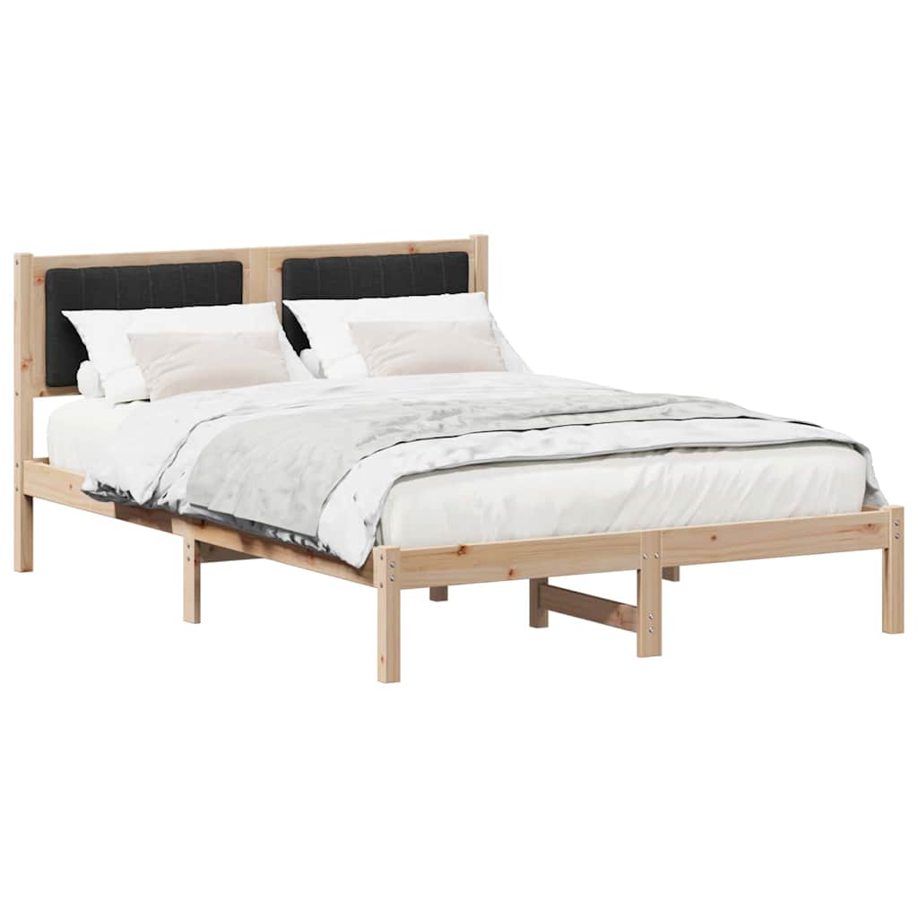 Bettgestell mit gepolstertem Kopfteil Schwarz 140 x 190 cm