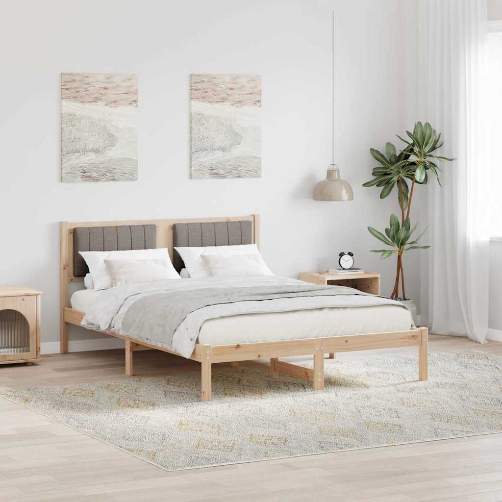Bettgestell mit gepolstertem Kopfteil Taupe 140 x 190 cm
