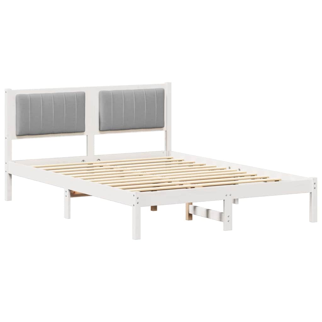 Bettgestell mit gepolstertem Kopfteil Hellgrau 140 x 190 cm