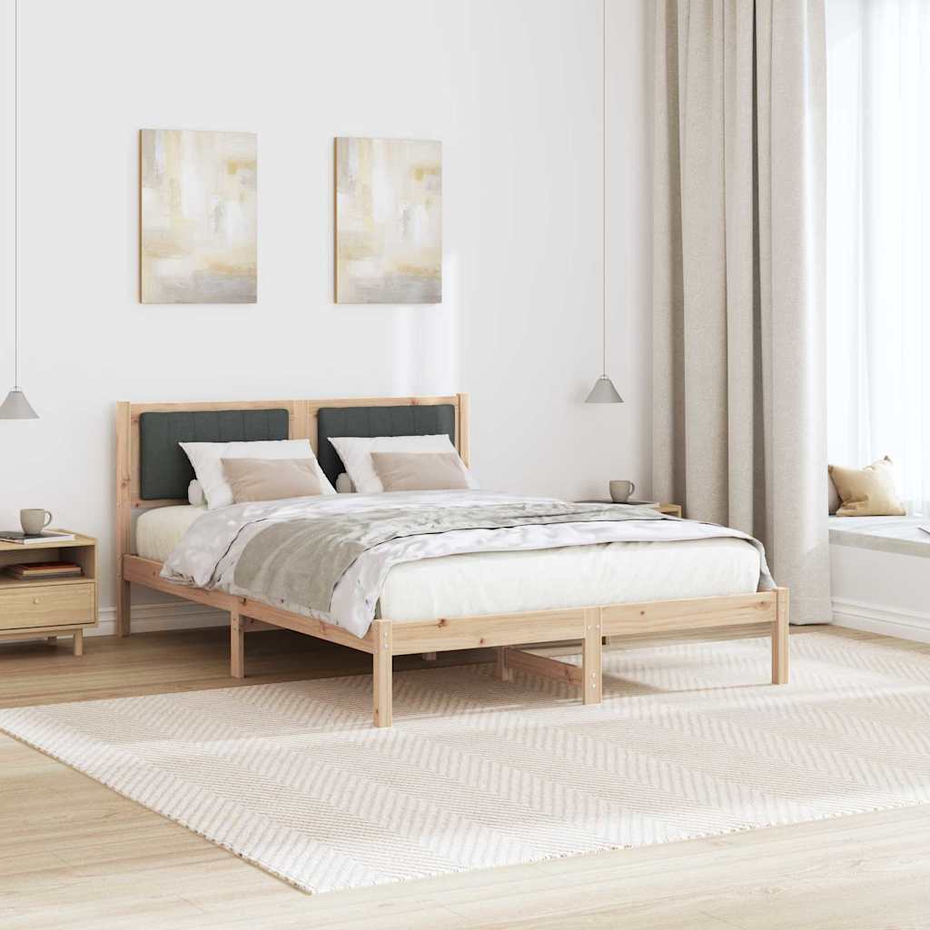 Bettgestell mit gepolstertem Kopfteil Dunkelgrau 135 x 190 cm