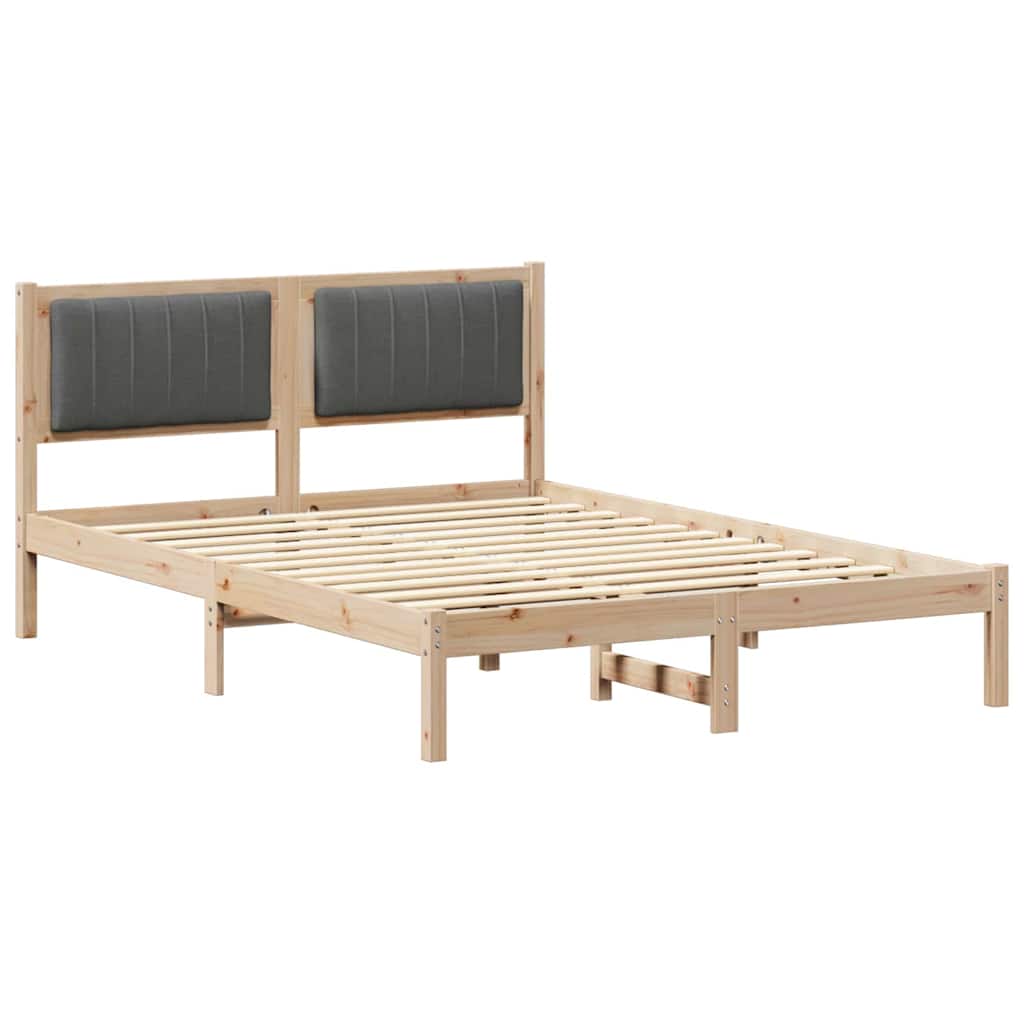 Bettgestell mit gepolstertem Kopfteil Dunkelgrau 135 x 190 cm