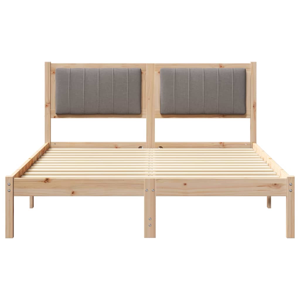 Bettgestell mit gepolstertem Kopfteil Taupe 135 x 190 cm