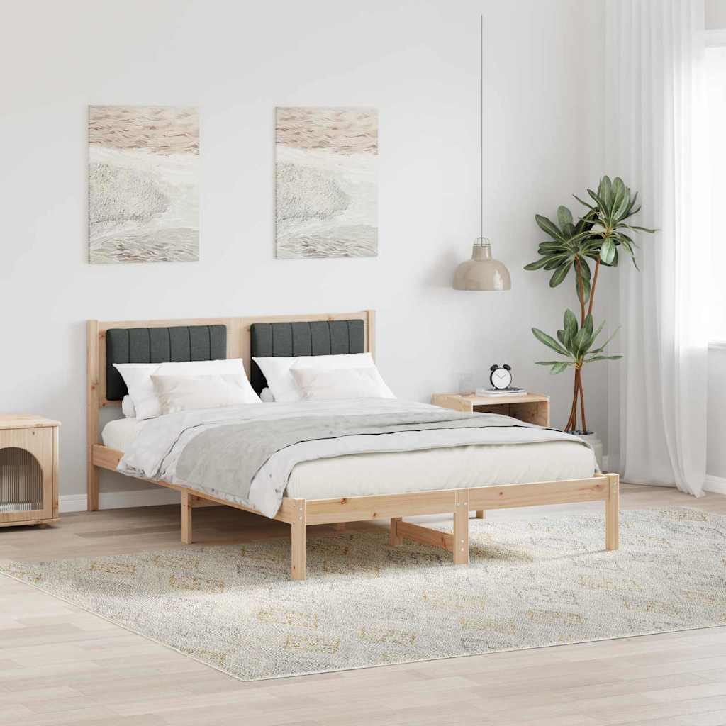 Bettgestell mit gepolstertem Kopfteil Dunkelgrau 120 x 190 cm