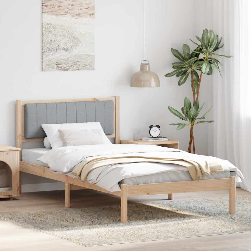 Bettgestell mit gepolstertem Kopfteil Hellgrau 100 x 200 cm