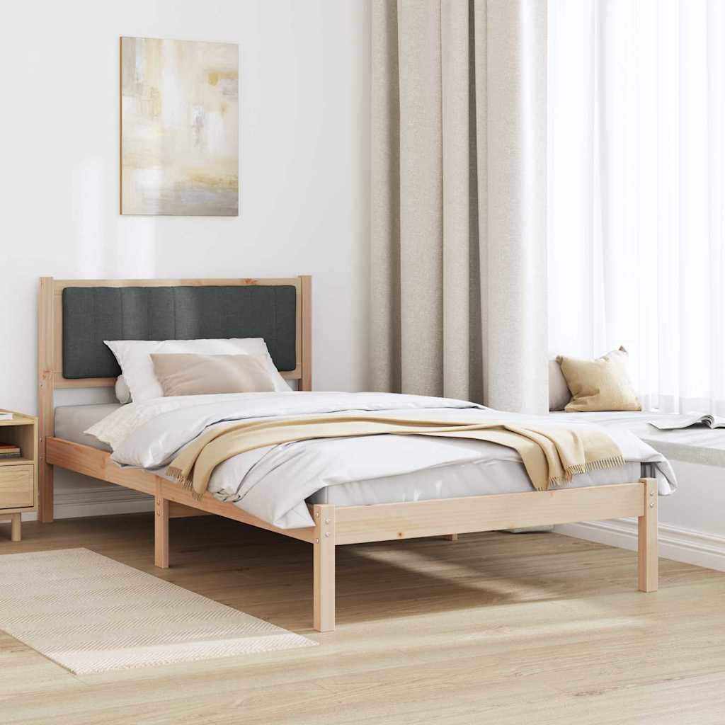 Bettgestell mit gepolstertem Kopfteil Dunkelgrau 100 x 200 cm