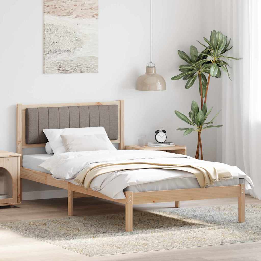 Bettgestell mit gepolstertem Kopfteil Taupe 100 x 200 cm