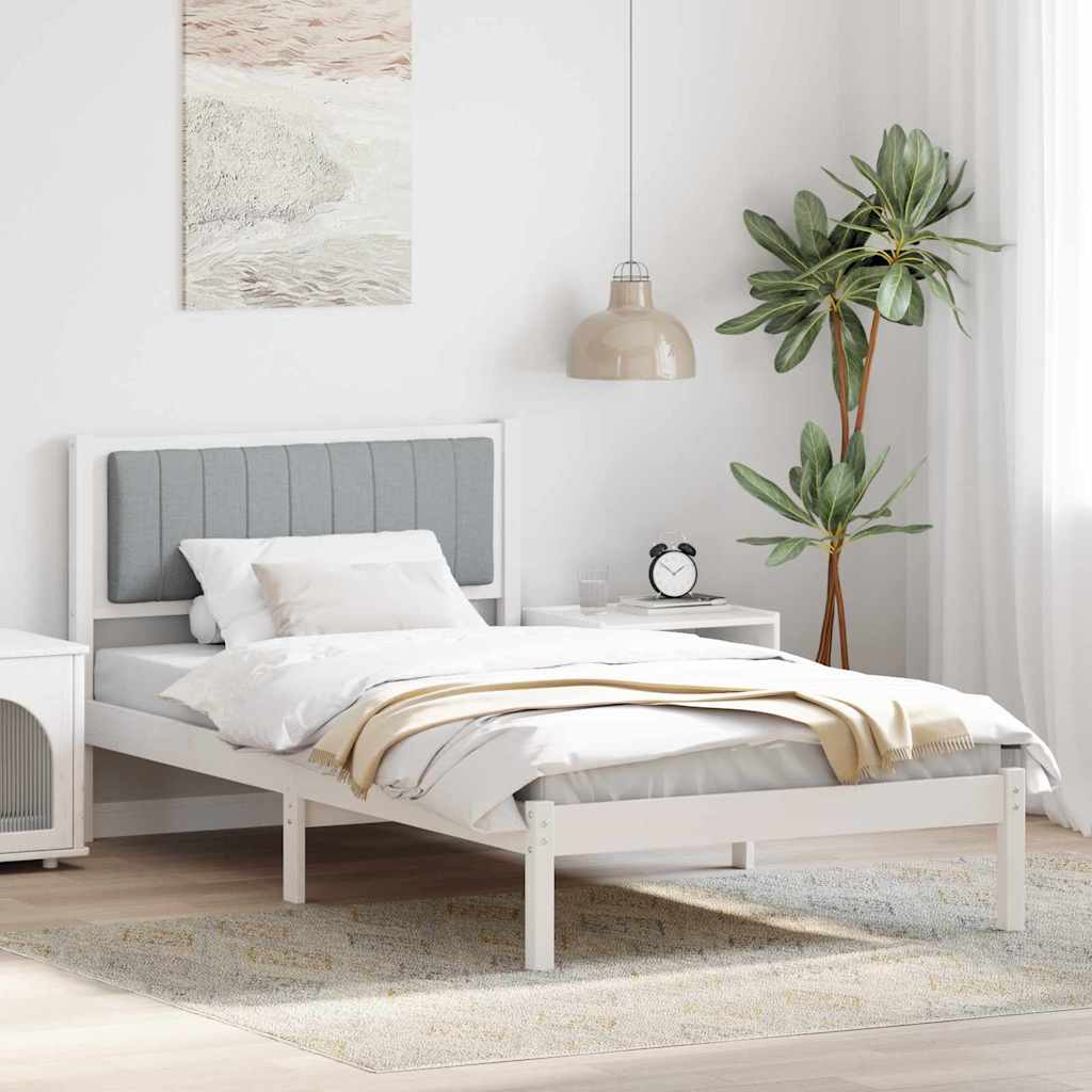 Bettgestell mit gepolstertem Kopfteil Hellgrau 100 x 200 cm