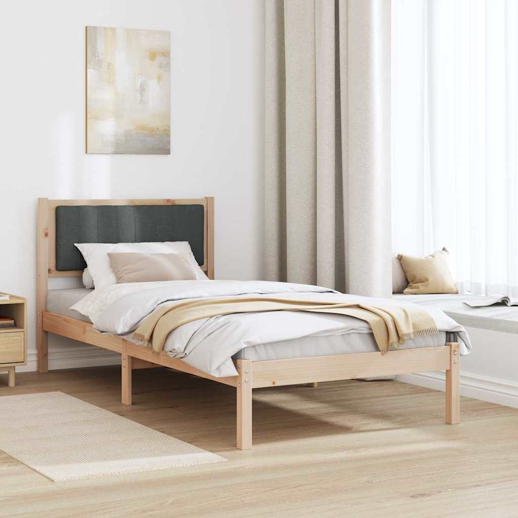Bettgestell mit gepolstertem Kopfteil Dunkelgrau 90 x 200 cm