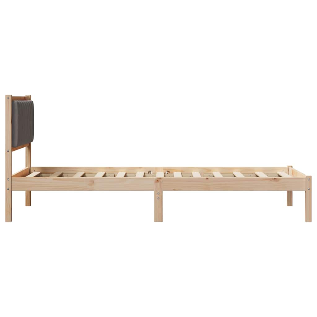 Bettgestell mit gepolstertem Kopfteil Taupe 90 x 200 cm