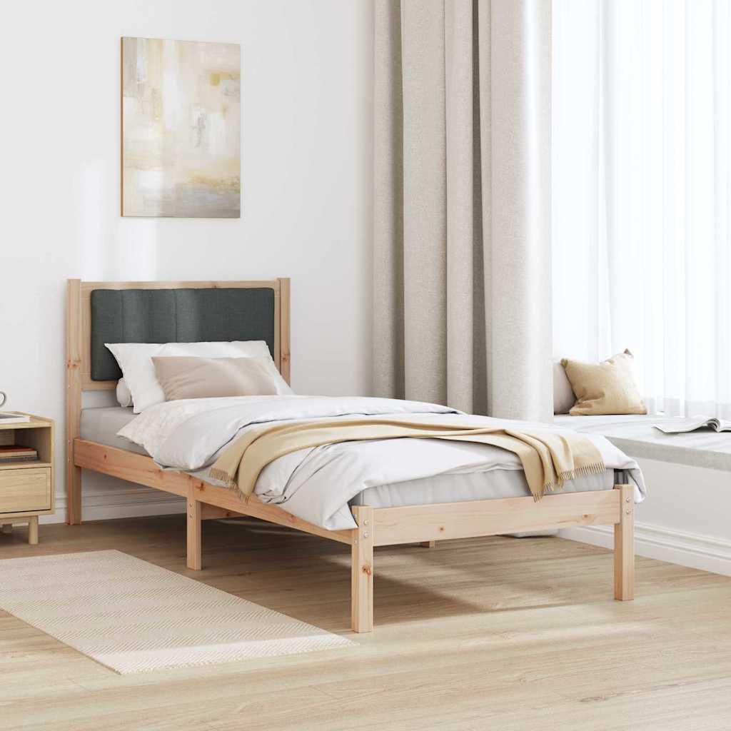 Bettgestell mit gepolstertem Kopfteil Dunkelgrau 80 x 200 cm