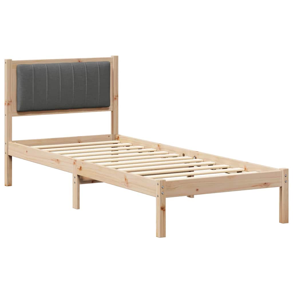 Bettgestell mit gepolstertem Kopfteil Dunkelgrau 80 x 200 cm