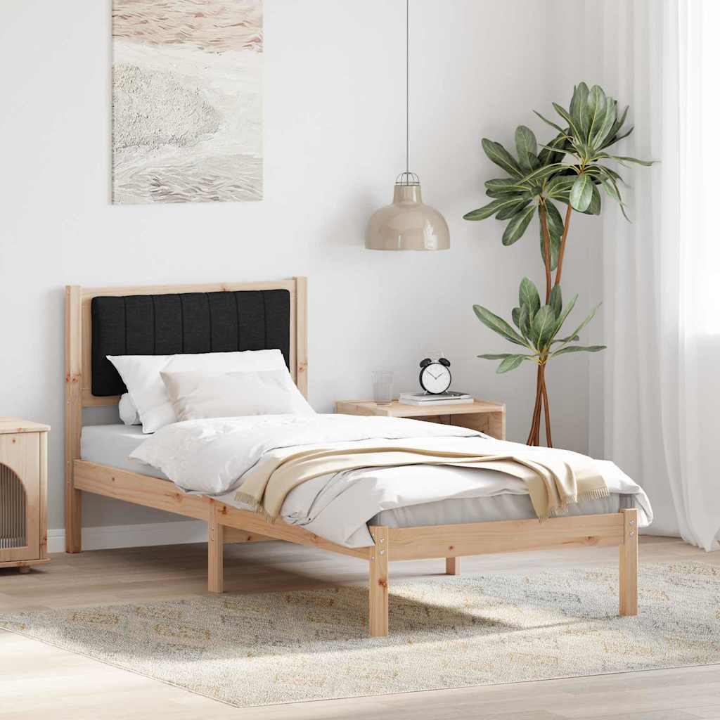Bettgestell mit gepolstertem Kopfteil Schwarz 80 x 200 cm