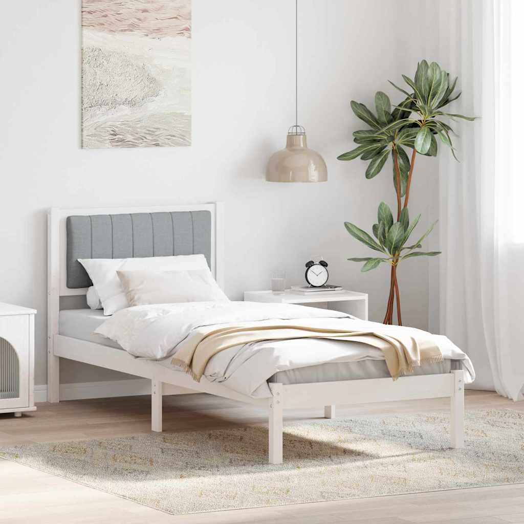 Bettgestell mit gepolstertem Kopfteil Hellgrau 80 x 200 cm