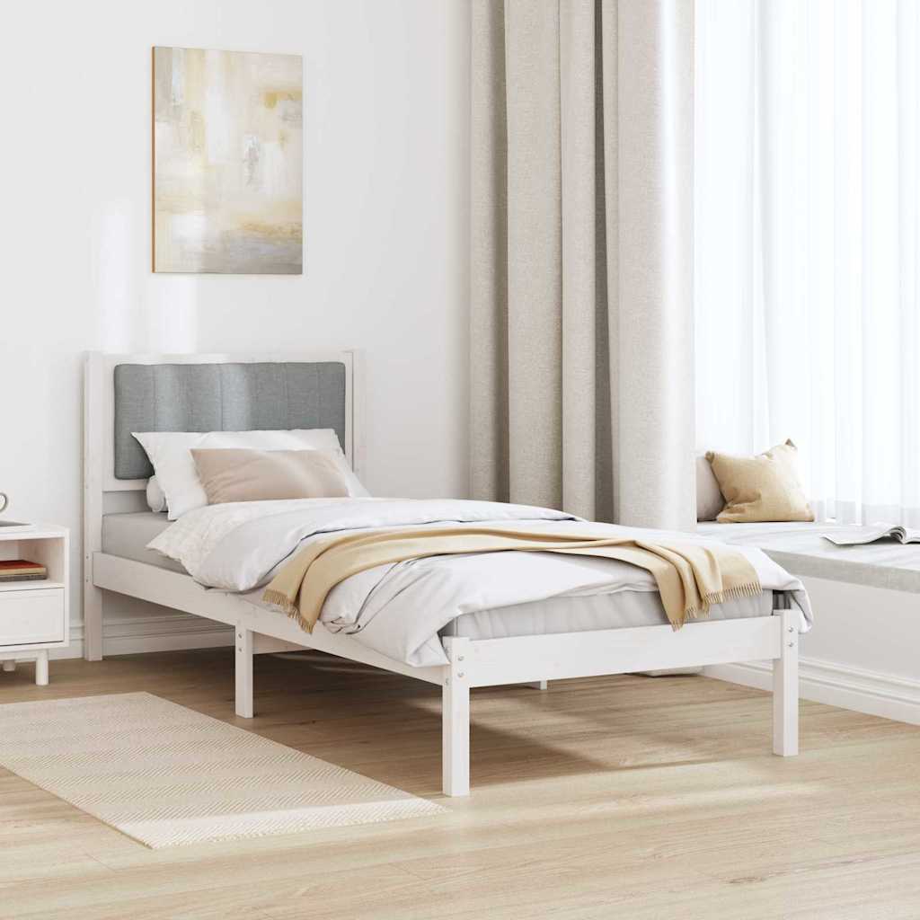 Bettgestell mit gepolstertem Kopfteil Hellgrau 80 x 200 cm