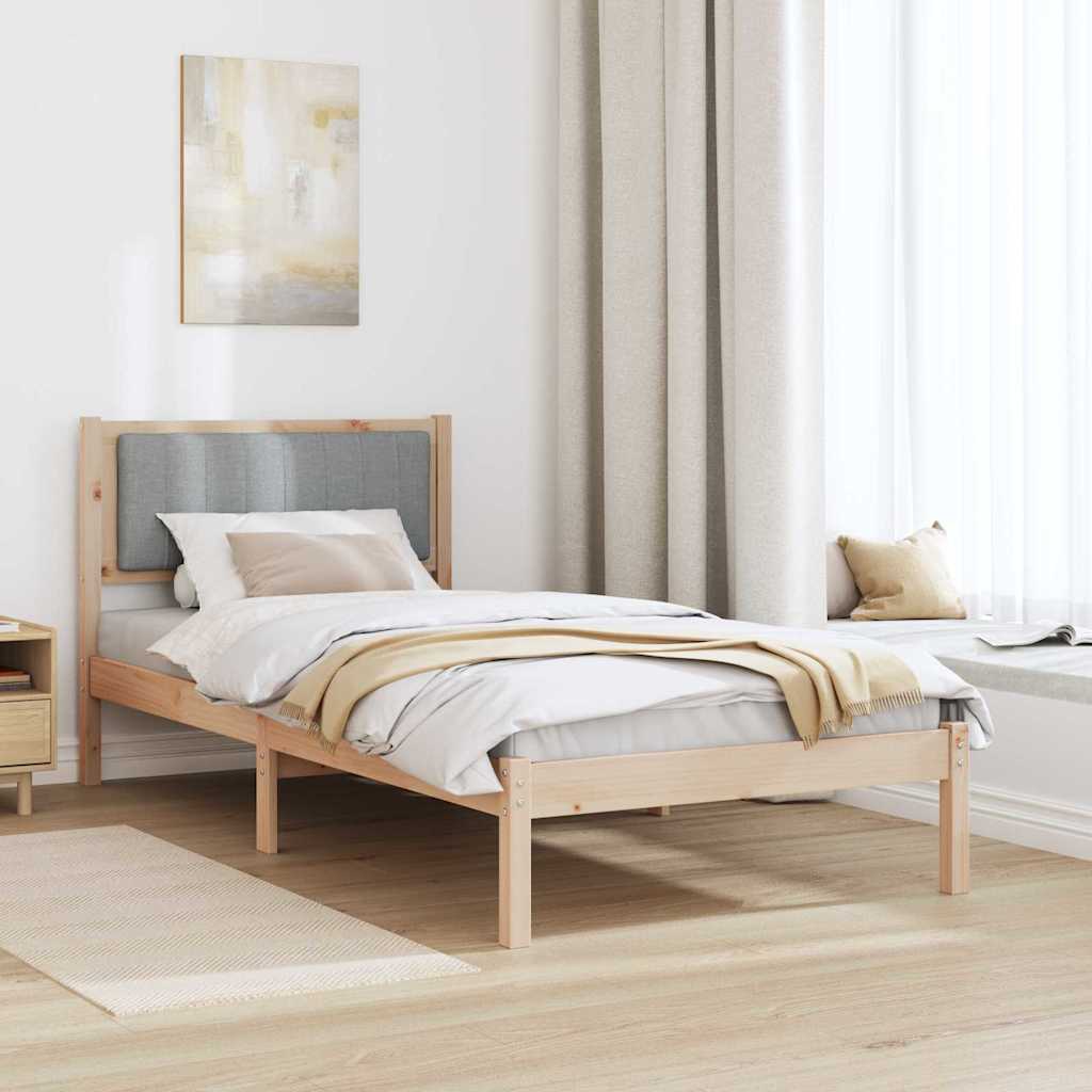 Bettgestell mit gepolstertem Kopfteil Hellgrau 90 x 190 cm