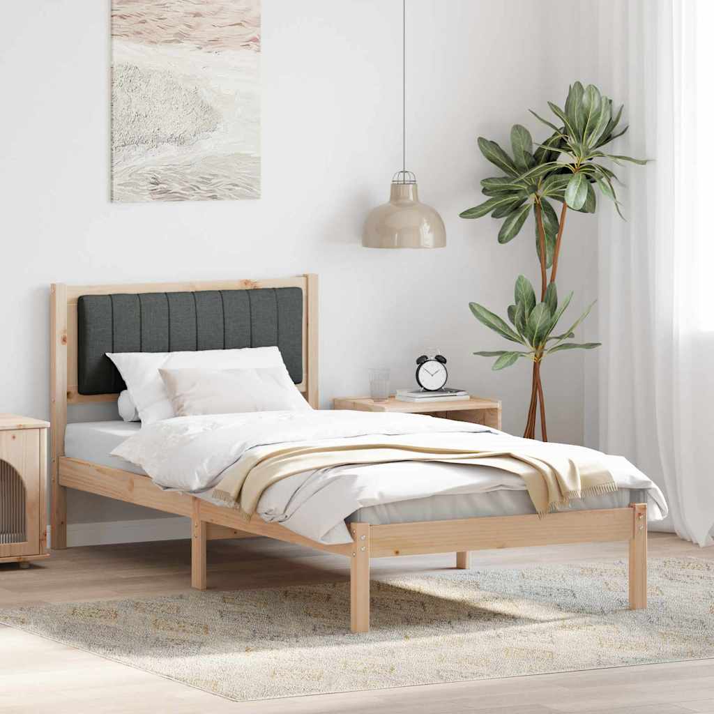 Bettgestell mit gepolstertem Kopfteil Dunkelgrau 90 x 190 cm