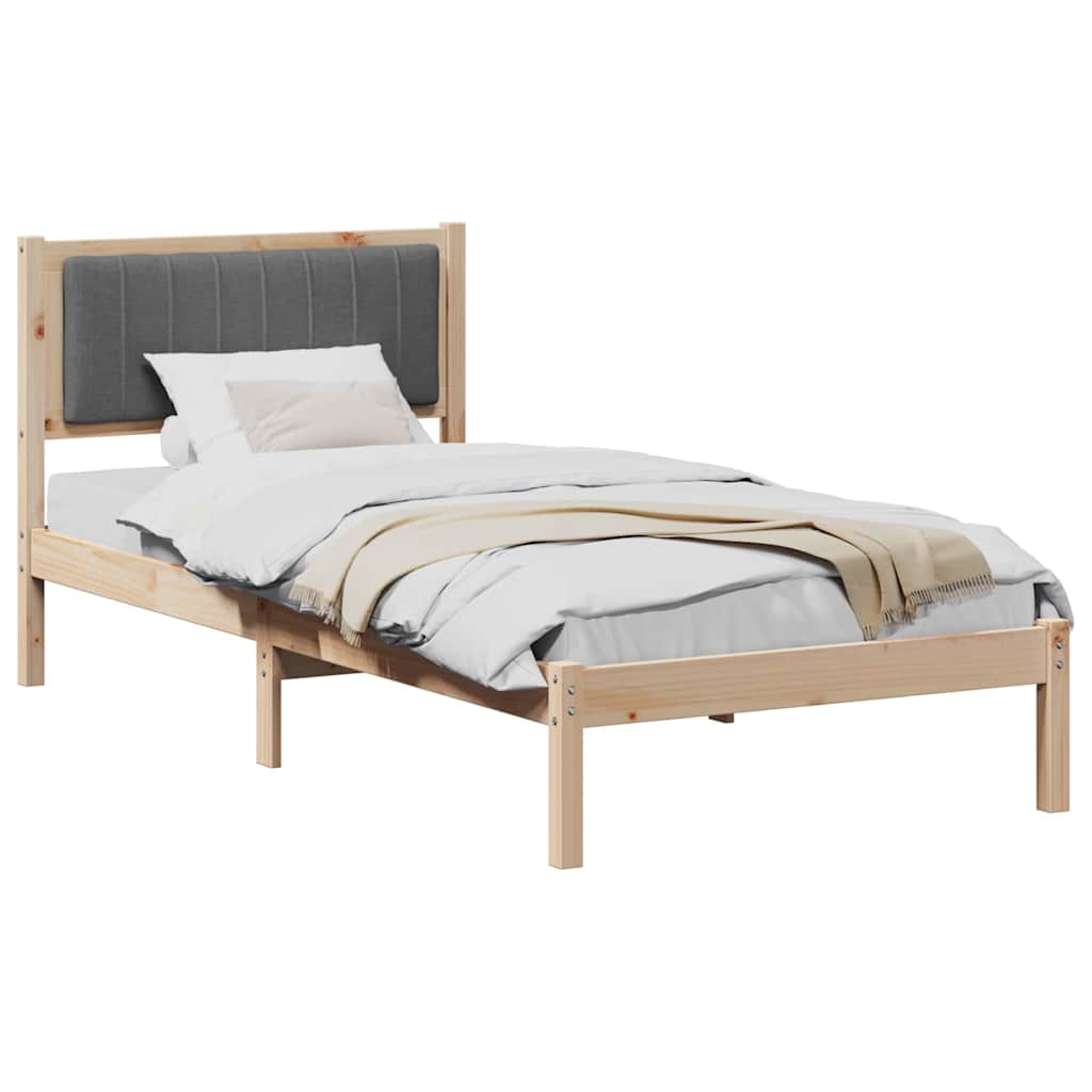 Bettgestell mit gepolstertem Kopfteil Dunkelgrau 90 x 190 cm