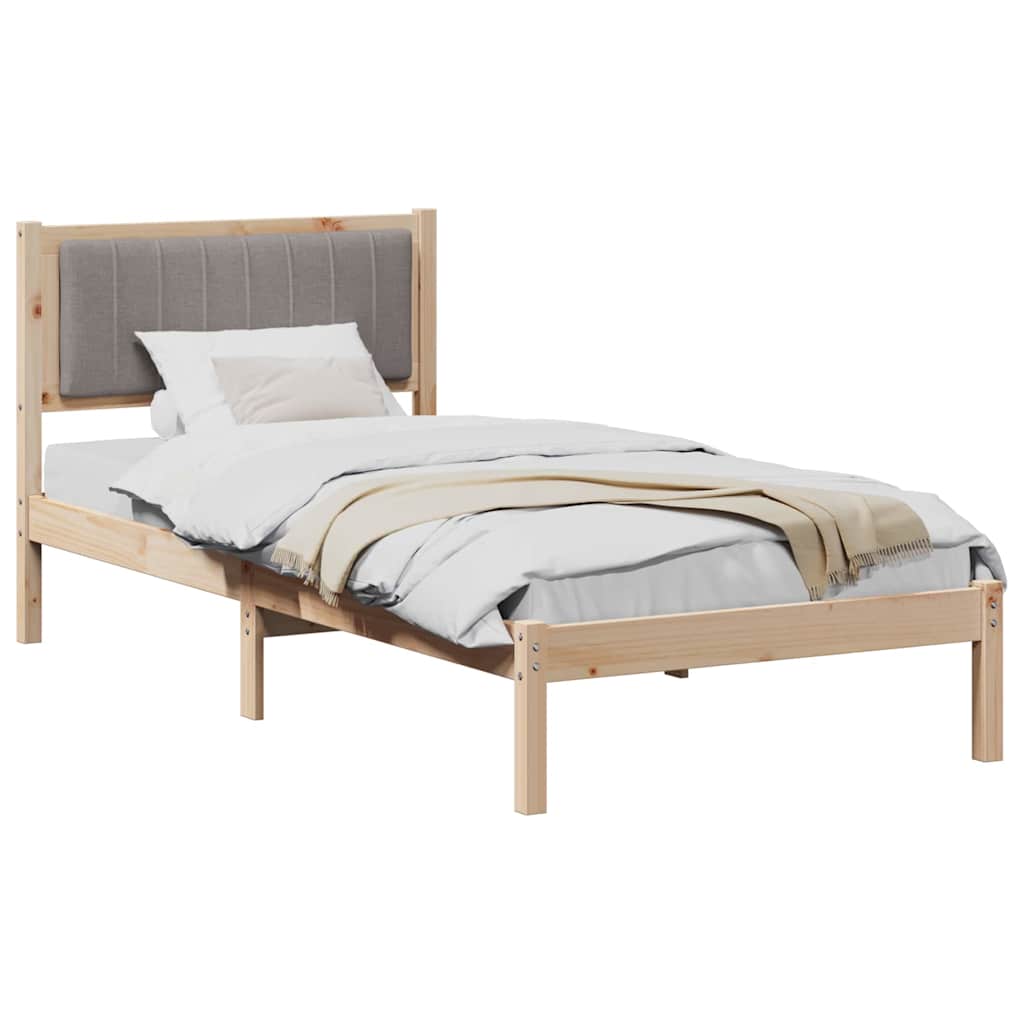 Bettgestell mit gepolstertem Kopfteil Taupe 90 x 190 cm