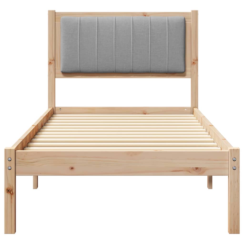 Bettgestell mit gepolstertem Kopfteil Hellgrau 75 x 190 cm
