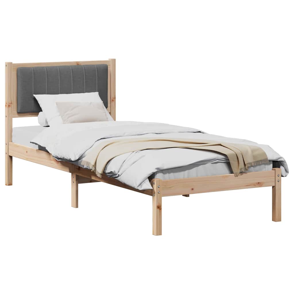 Bettgestell mit gepolstertem Kopfteil Dunkelgrau 75 x 190 cm