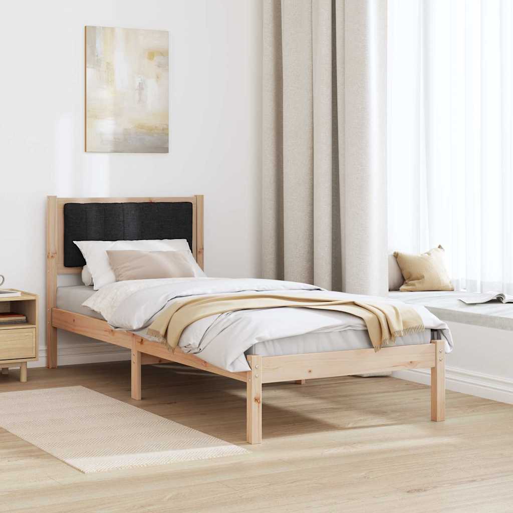 Bettgestell mit gepolstertem Kopfteil Schwarz 75 x 190 cm