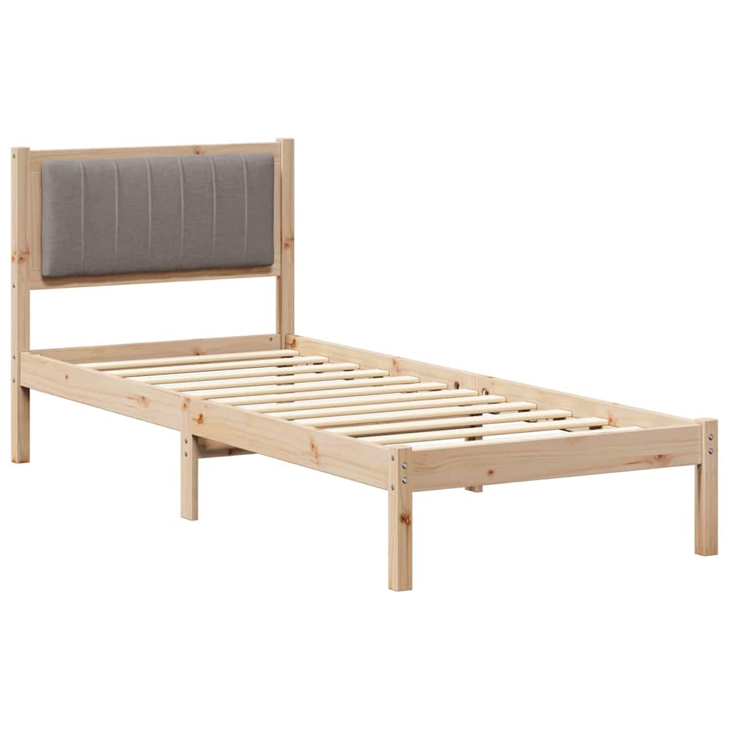 Bettgestell mit gepolstertem Kopfteil Taupe 75 x 190 cm