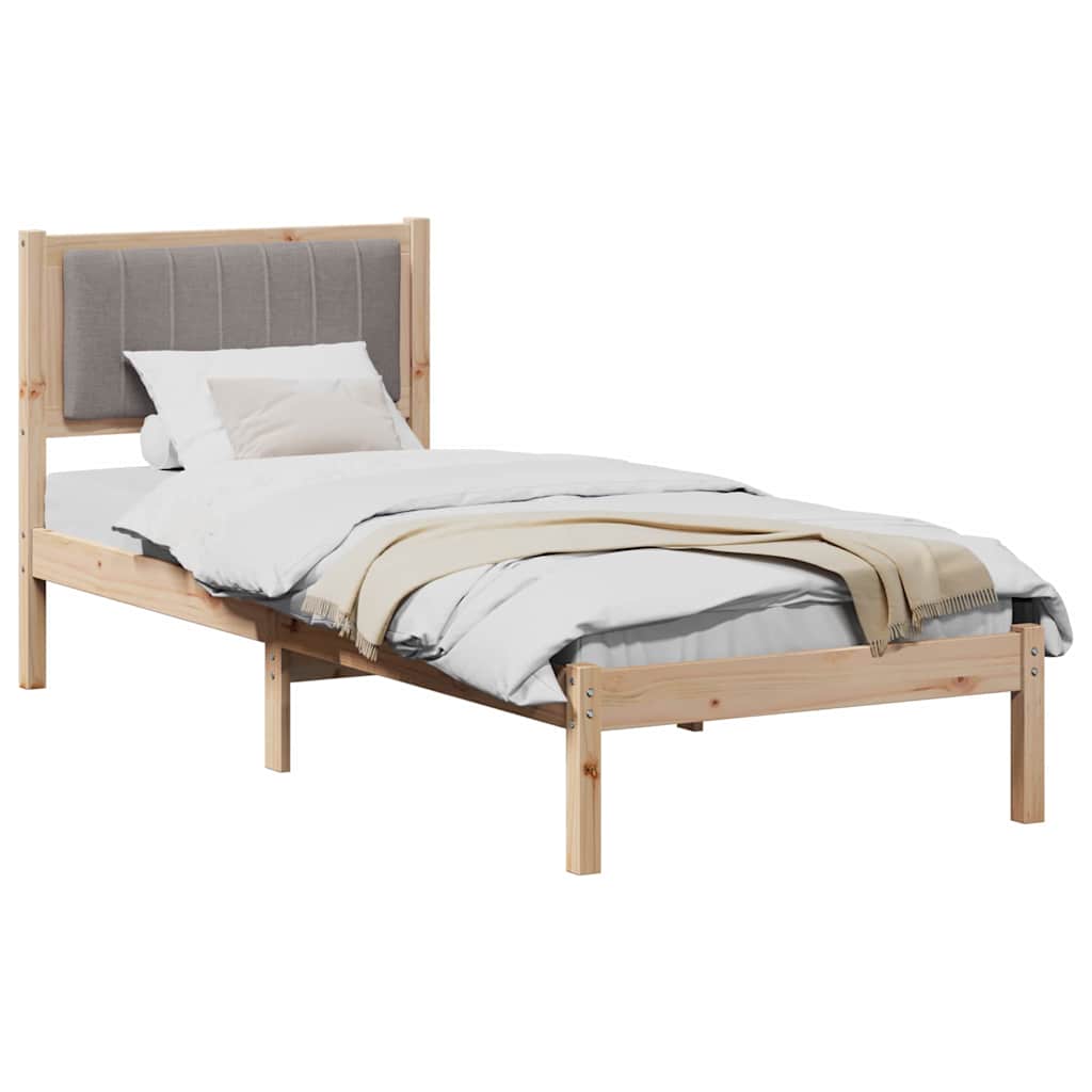 Bettgestell mit gepolstertem Kopfteil Taupe 75 x 190 cm