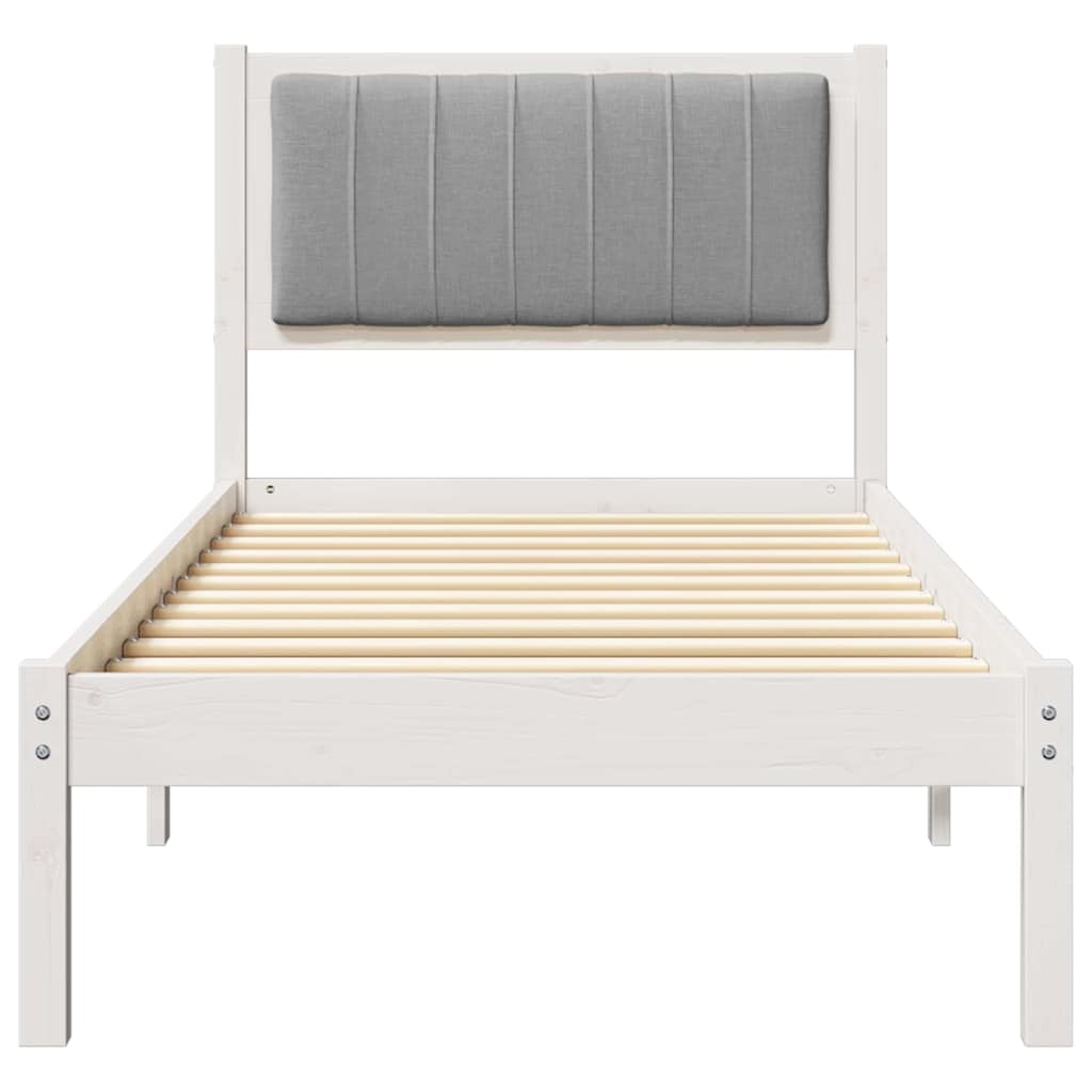 Bettgestell mit gepolstertem Kopfteil Hellgrau 75 x 190 cm