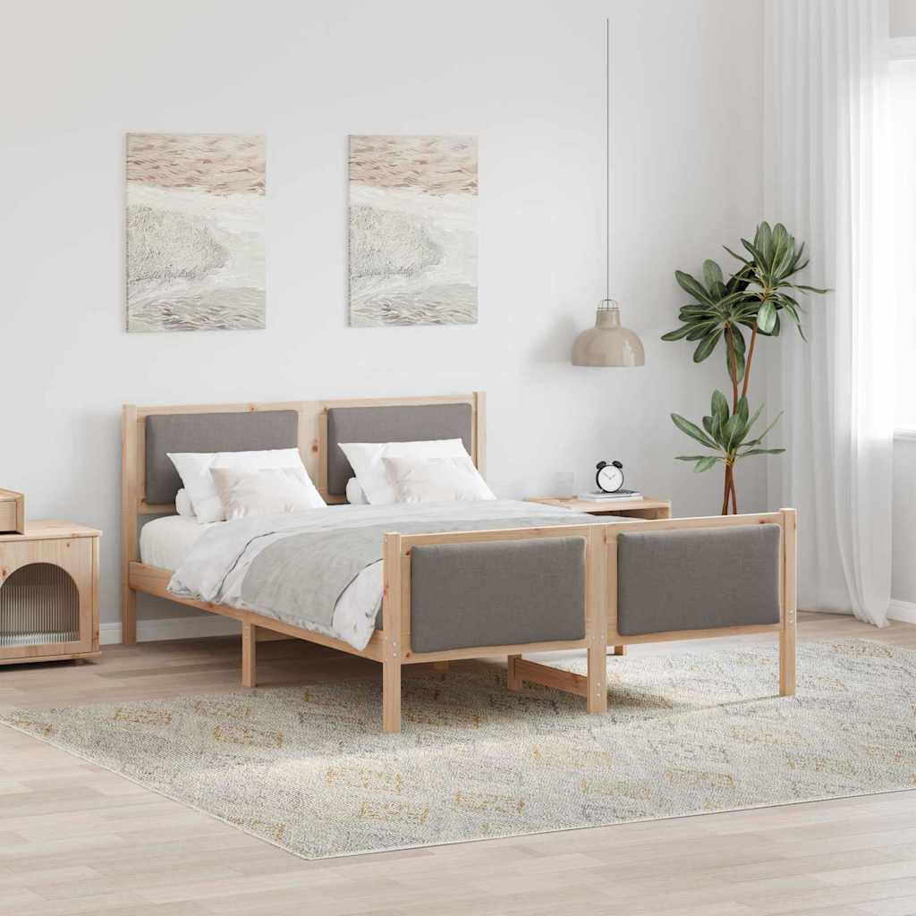 Bettrahmen mit Kopfteil Taupe 140 x 190 cm Stoff