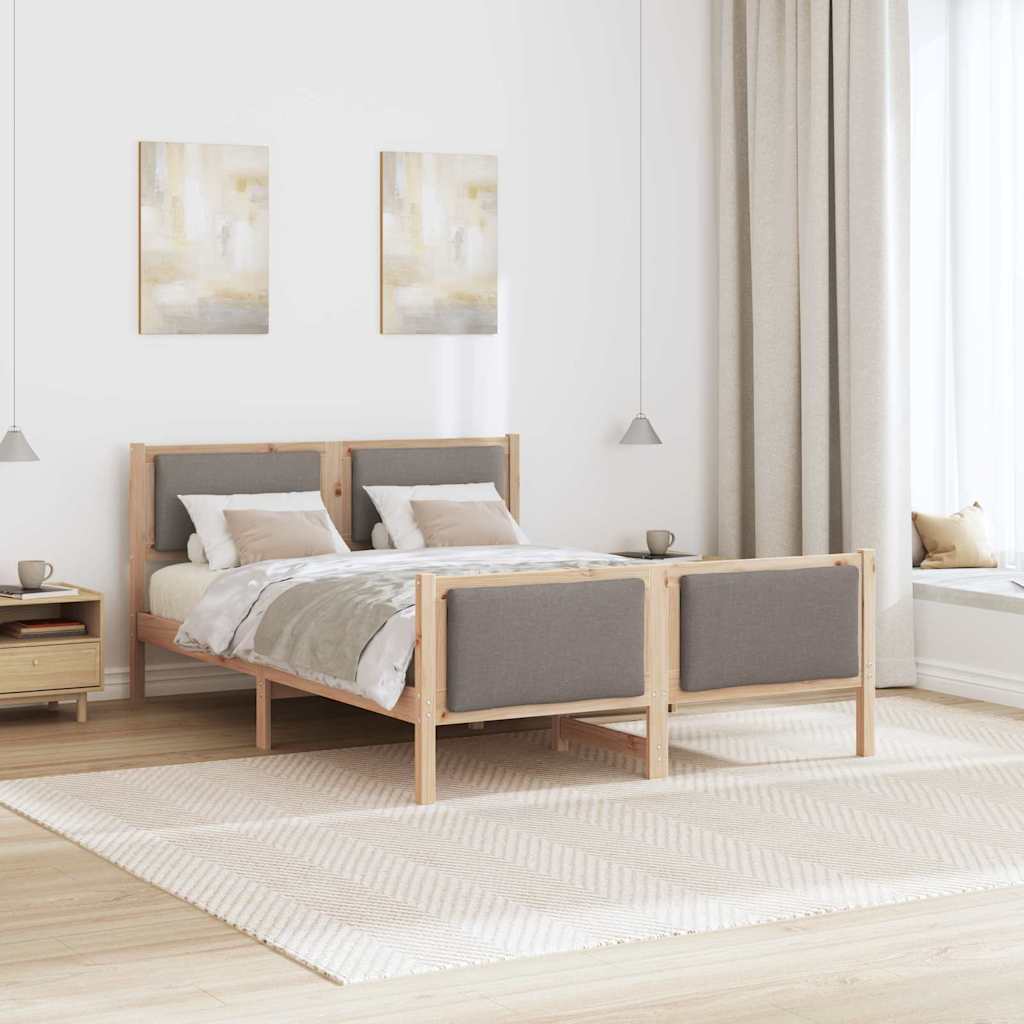 Bettrahmen mit Kopfteil Taupe 140 x 190 cm Stoff
