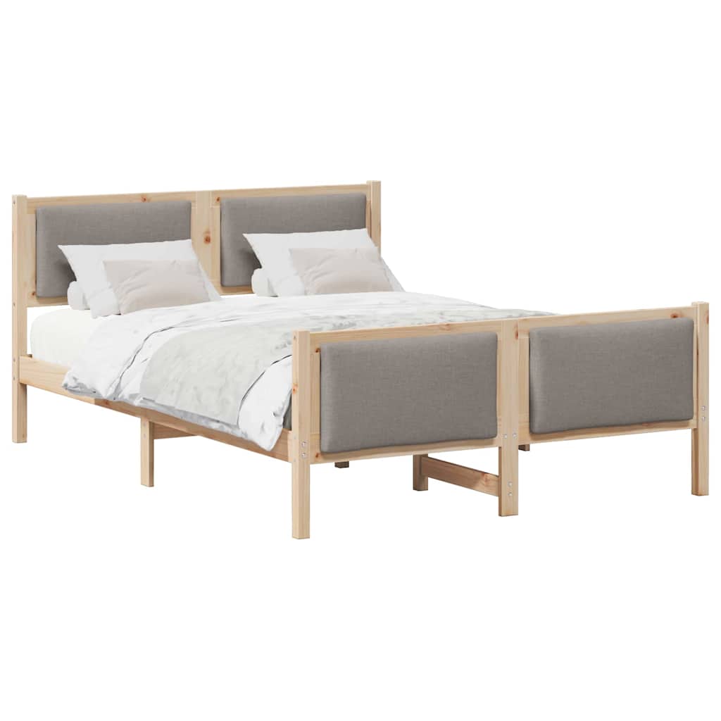 Bettrahmen mit Kopfteil Taupe 135 x 190 cm Stoff