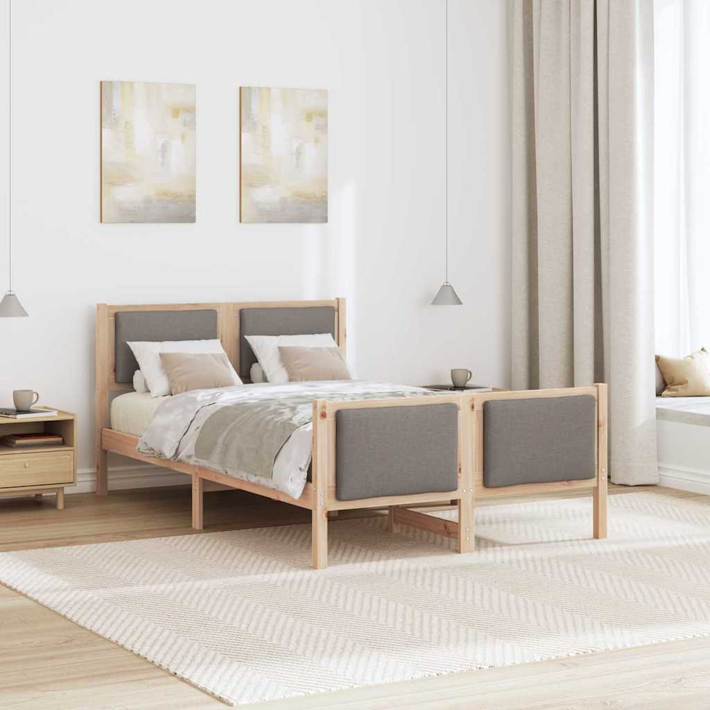 Bettrahmen mit Kopfteil Taupe 120 x 190 cm Stoff