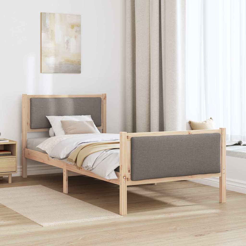 Bettrahmen mit Kopfteil Taupe 100 x 200 cm Stoff