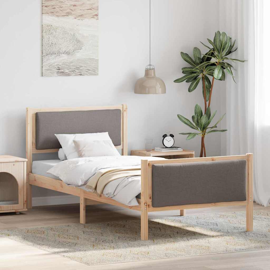 Bettrahmen mit Kopfteil Taupe 90 x 200 cm Stoff