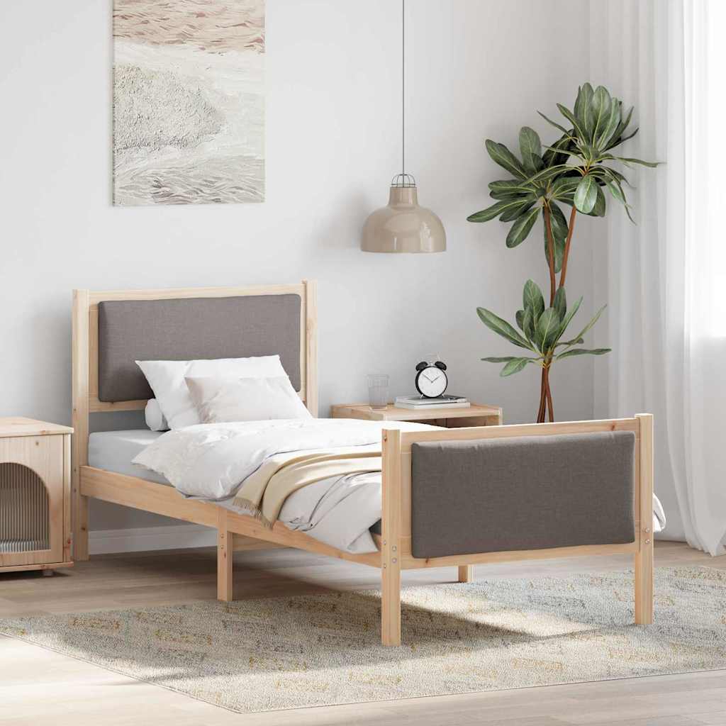 Bettrahmen mit Kopfteil Taupe 80 x 200 cm Stoff