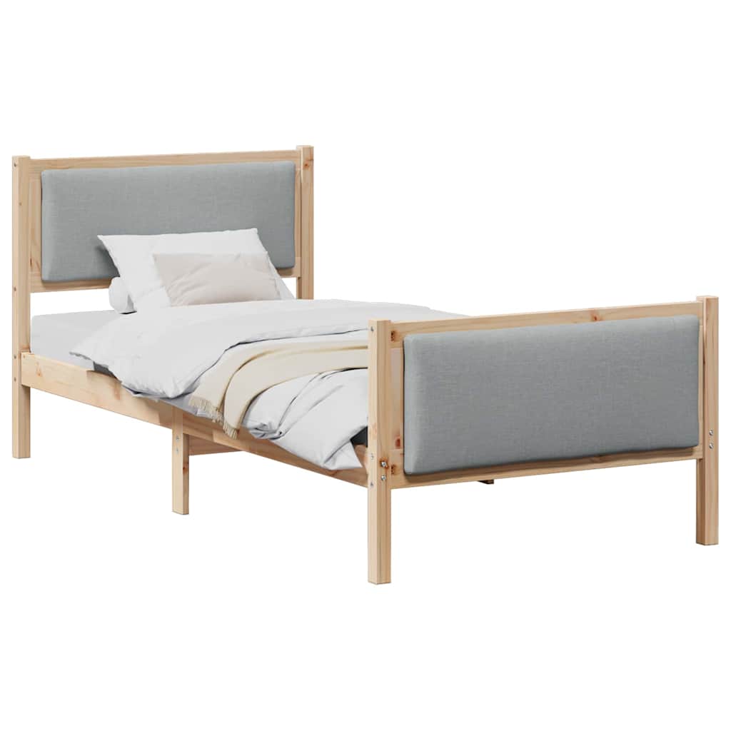 Bettrahmen mit Kopfteil Hellgrau 90 x 190 cm Stoff